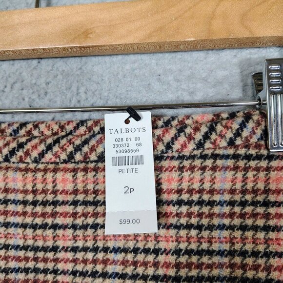 Talbots Skirt Women's 2 Petite Pink Houndstooth Wool Blend Fall Autumn NWT - Picture 7 of 11